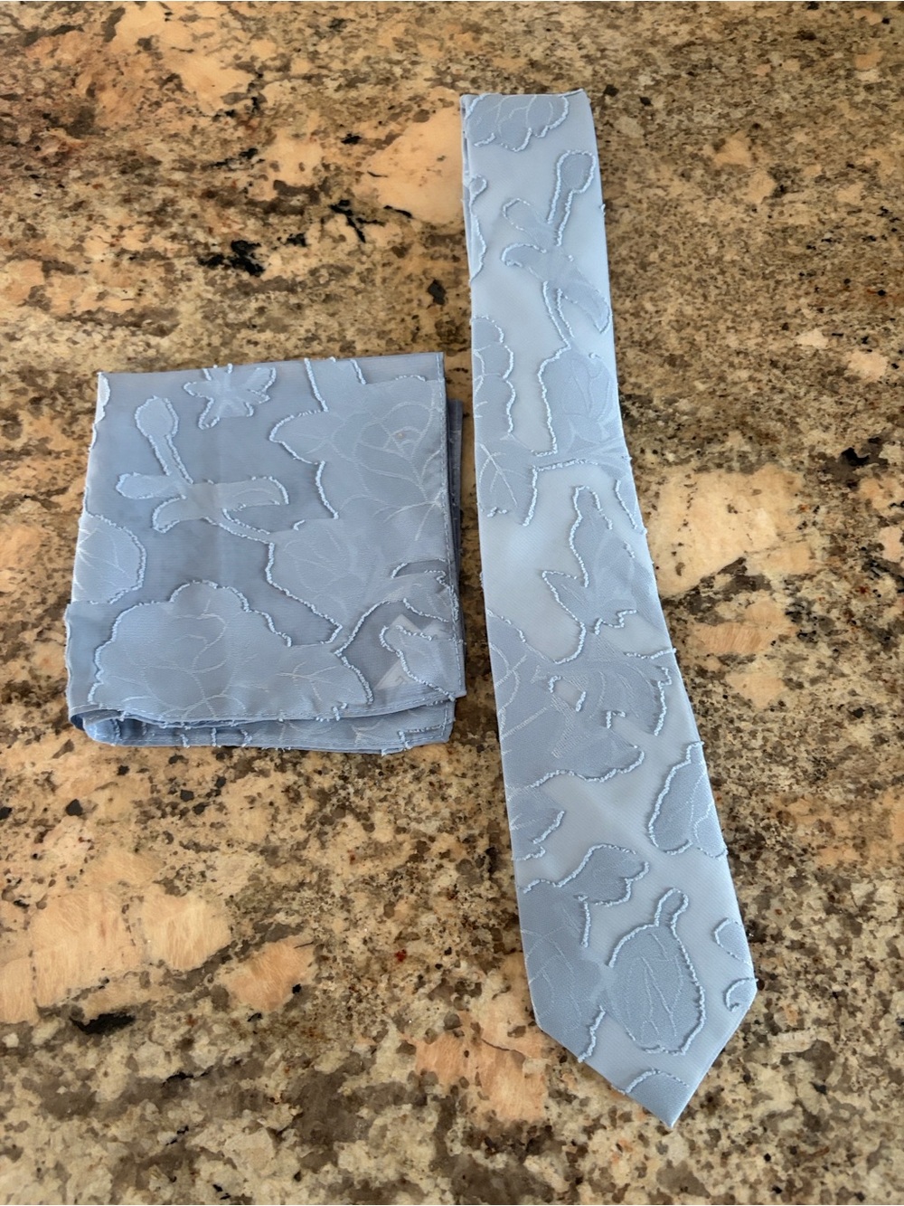 Azazie Dusty Blue Floral Jacquard Tie and Pocket Square Set